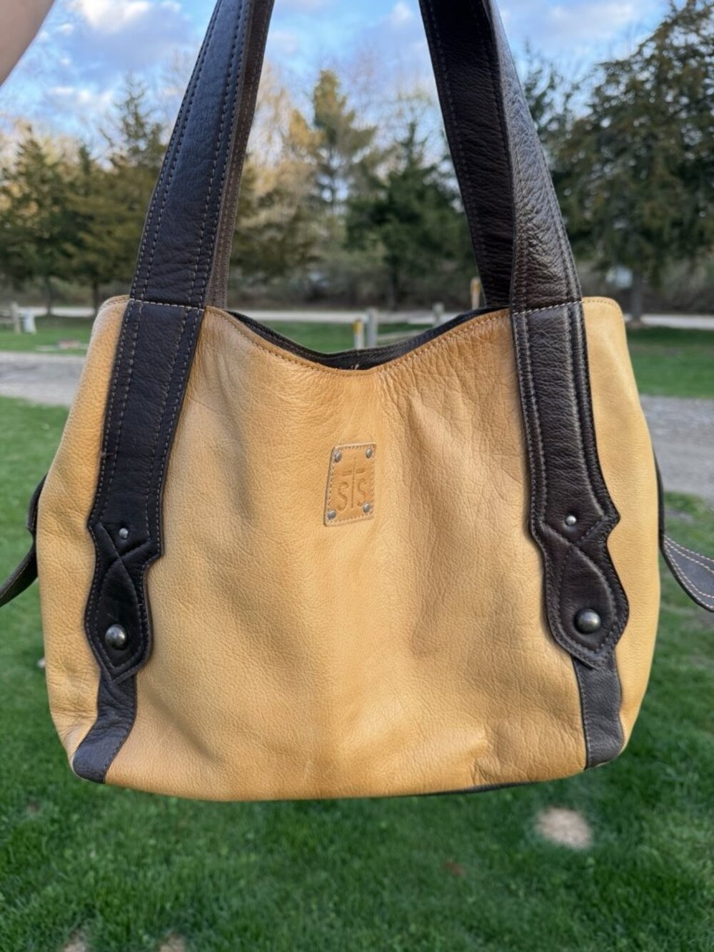 STS Ranchwear tan workwear leather shoulder western bag *removable clutch